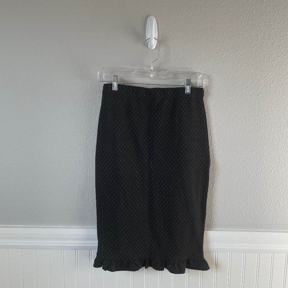 Max Studio Polka Dot Fitted Peplum Skirt XS